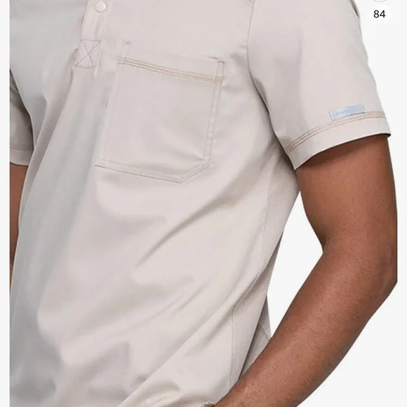 Cherokee Men's Polo Scrub Top, Modern Sporty V-Neck with Breathable Mesh… - Picture 5 of 6